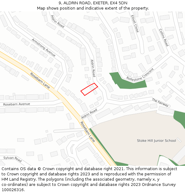 9, ALDRIN ROAD, EXETER, EX4 5DN: Location map and indicative extent of plot