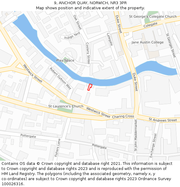 9, ANCHOR QUAY, NORWICH, NR3 3PR: Location map and indicative extent of plot