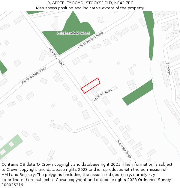 9, APPERLEY ROAD, STOCKSFIELD, NE43 7PG: Location map and indicative extent of plot