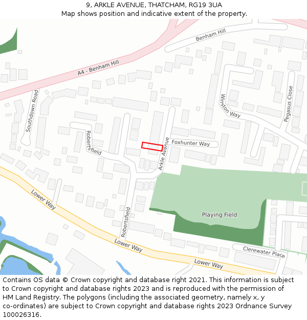 9, ARKLE AVENUE, THATCHAM, RG19 3UA: Location map and indicative extent of plot