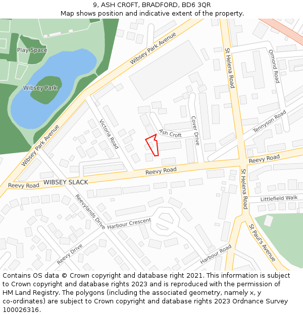 9, ASH CROFT, BRADFORD, BD6 3QR: Location map and indicative extent of plot
