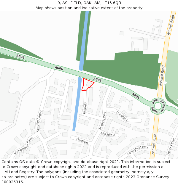 9, ASHFIELD, OAKHAM, LE15 6QB: Location map and indicative extent of plot