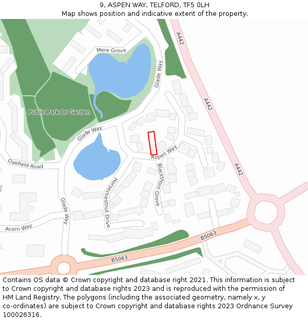 9, ASPEN WAY, TELFORD, TF5 0LH: Location map and indicative extent of plot