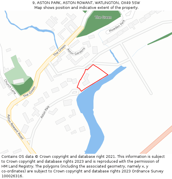 9, ASTON PARK, ASTON ROWANT, WATLINGTON, OX49 5SW: Location map and indicative extent of plot