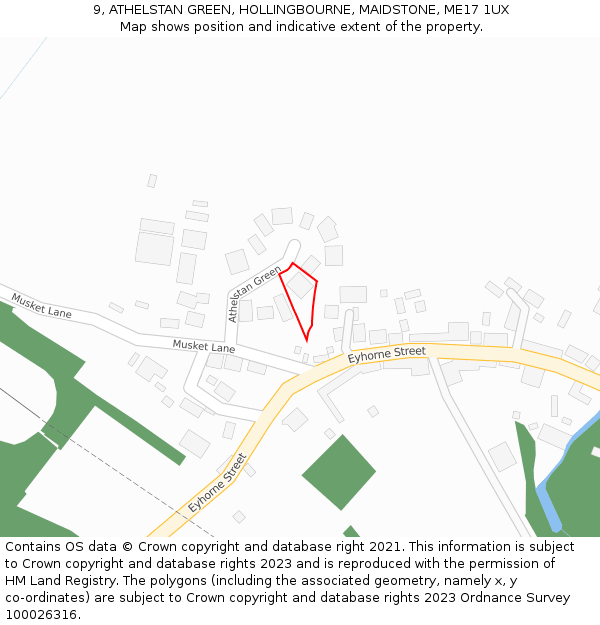 9, ATHELSTAN GREEN, HOLLINGBOURNE, MAIDSTONE, ME17 1UX: Location map and indicative extent of plot