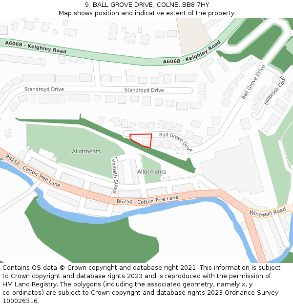 9, BALL GROVE DRIVE, COLNE, BB8 7HY: Location map and indicative extent of plot