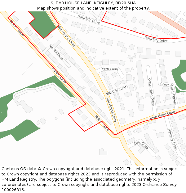 9, BAR HOUSE LANE, KEIGHLEY, BD20 6HA: Location map and indicative extent of plot