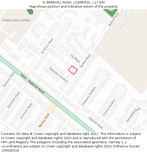 9, BARKHILL ROAD, LIVERPOOL, L17 6AY: Location map and indicative extent of plot