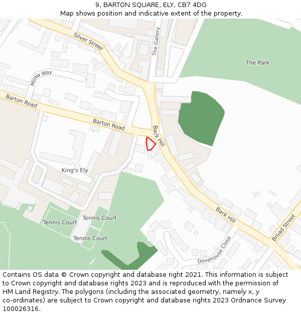 9, BARTON SQUARE, ELY, CB7 4DG: Location map and indicative extent of plot
