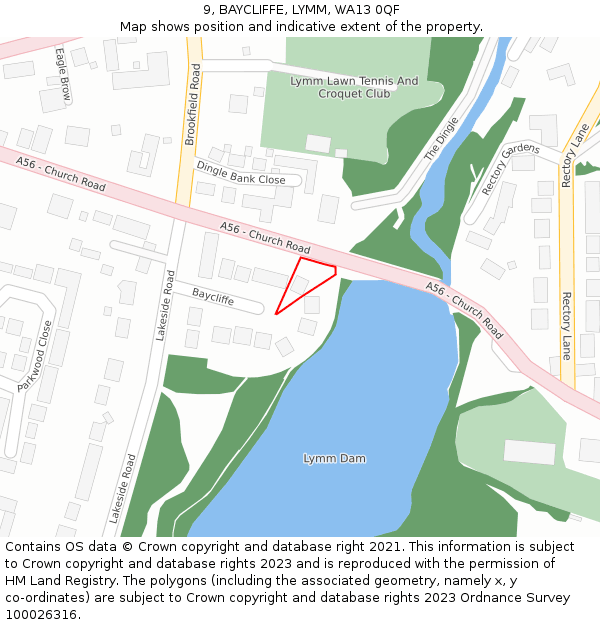 9, BAYCLIFFE, LYMM, WA13 0QF: Location map and indicative extent of plot