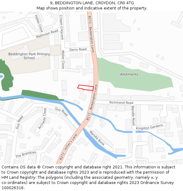 9, BEDDINGTON LANE, CROYDON, CR0 4TG: Location map and indicative extent of plot