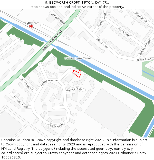 9, BEDWORTH CROFT, TIPTON, DY4 7RU: Location map and indicative extent of plot