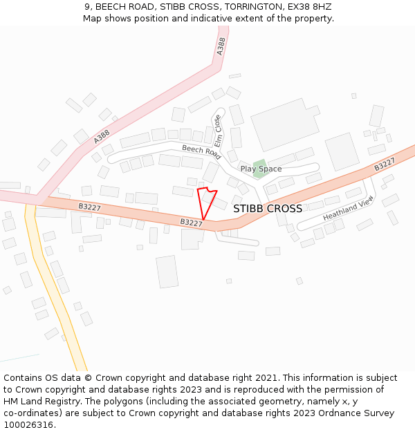 9, BEECH ROAD, STIBB CROSS, TORRINGTON, EX38 8HZ: Location map and indicative extent of plot