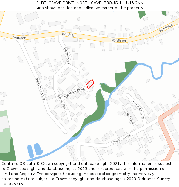 9, BELGRAVE DRIVE, NORTH CAVE, BROUGH, HU15 2NN: Location map and indicative extent of plot