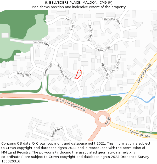 9, BELVEDERE PLACE, MALDON, CM9 6YJ: Location map and indicative extent of plot