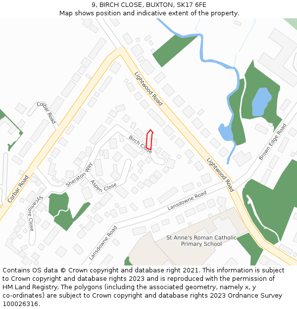 9, BIRCH CLOSE, BUXTON, SK17 6FE: Location map and indicative extent of plot