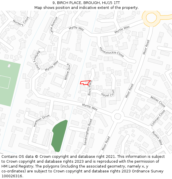 9, BIRCH PLACE, BROUGH, HU15 1TT: Location map and indicative extent of plot