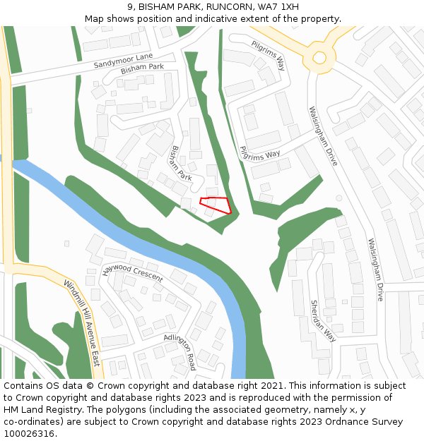 9, BISHAM PARK, RUNCORN, WA7 1XH: Location map and indicative extent of plot