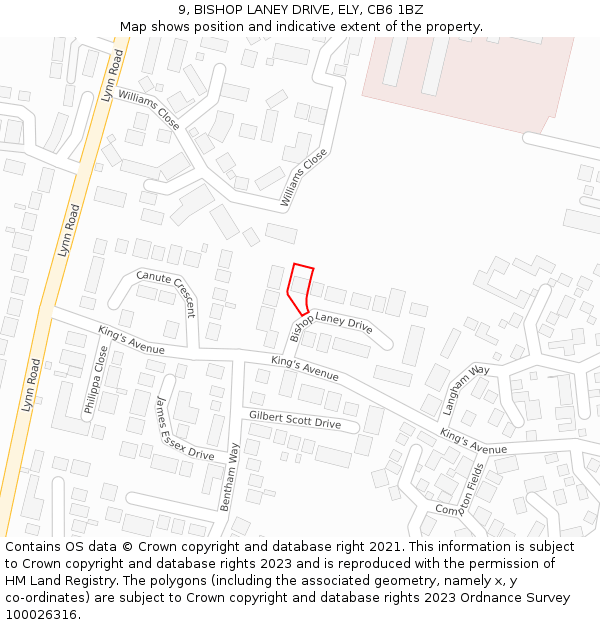 9, BISHOP LANEY DRIVE, ELY, CB6 1BZ: Location map and indicative extent of plot