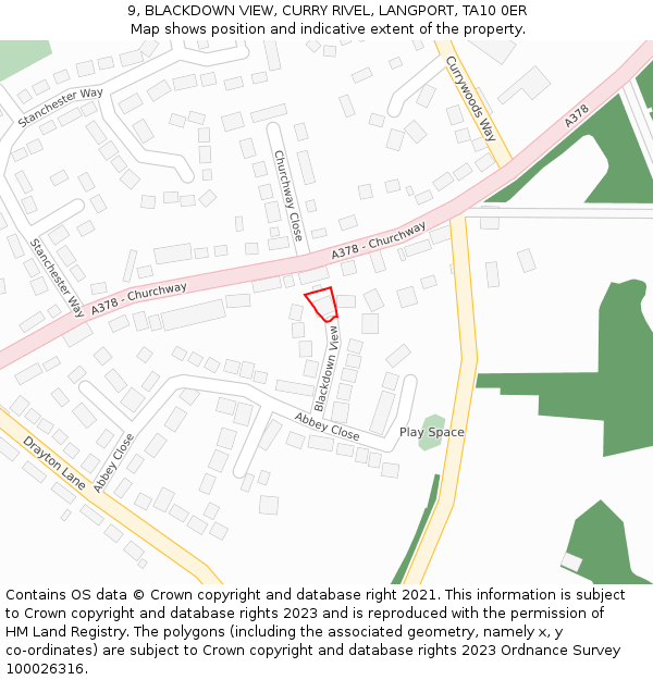 9, BLACKDOWN VIEW, CURRY RIVEL, LANGPORT, TA10 0ER: Location map and indicative extent of plot