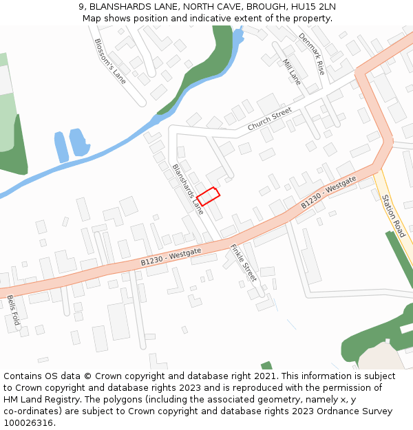 9, BLANSHARDS LANE, NORTH CAVE, BROUGH, HU15 2LN: Location map and indicative extent of plot