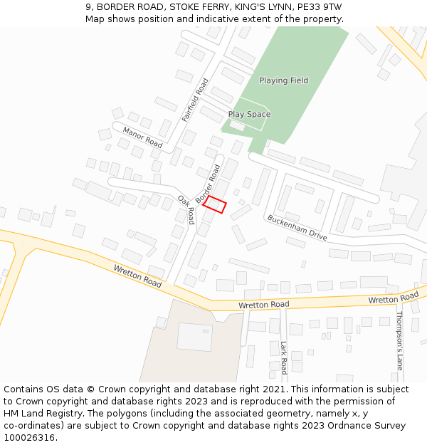 9, BORDER ROAD, STOKE FERRY, KING'S LYNN, PE33 9TW: Location map and indicative extent of plot