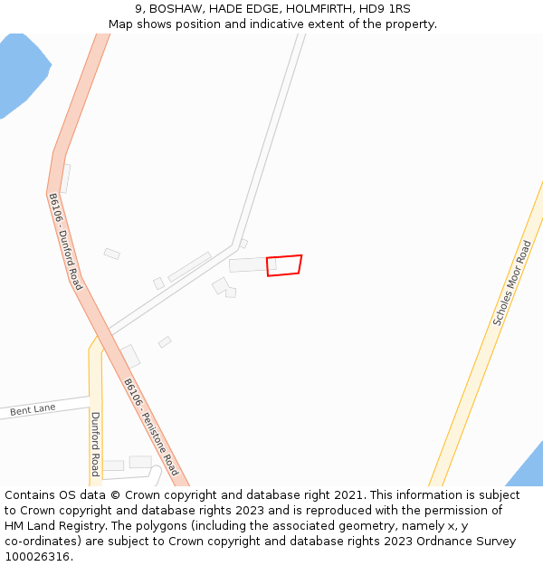 9, BOSHAW, HADE EDGE, HOLMFIRTH, HD9 1RS: Location map and indicative extent of plot