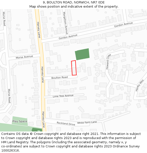 9, BOULTON ROAD, NORWICH, NR7 0DE: Location map and indicative extent of plot