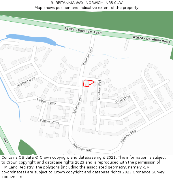 9, BRITANNIA WAY, NORWICH, NR5 0UW: Location map and indicative extent of plot