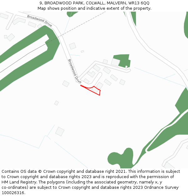 9, BROADWOOD PARK, COLWALL, MALVERN, WR13 6QQ: Location map and indicative extent of plot