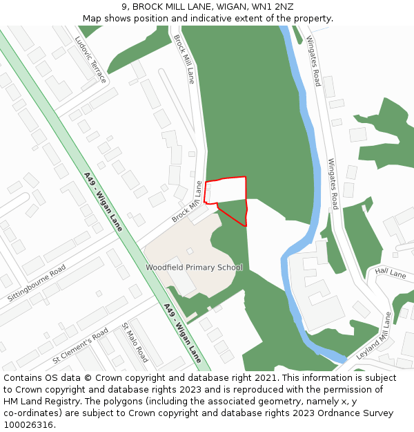 9, BROCK MILL LANE, WIGAN, WN1 2NZ: Location map and indicative extent of plot