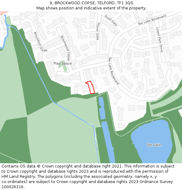 9, BROCKWOOD COPSE, TELFORD, TF1 3QS: Location map and indicative extent of plot
