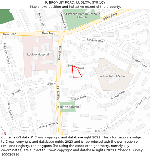 9, BROMLEY ROAD, LUDLOW, SY8 1QY: Location map and indicative extent of plot