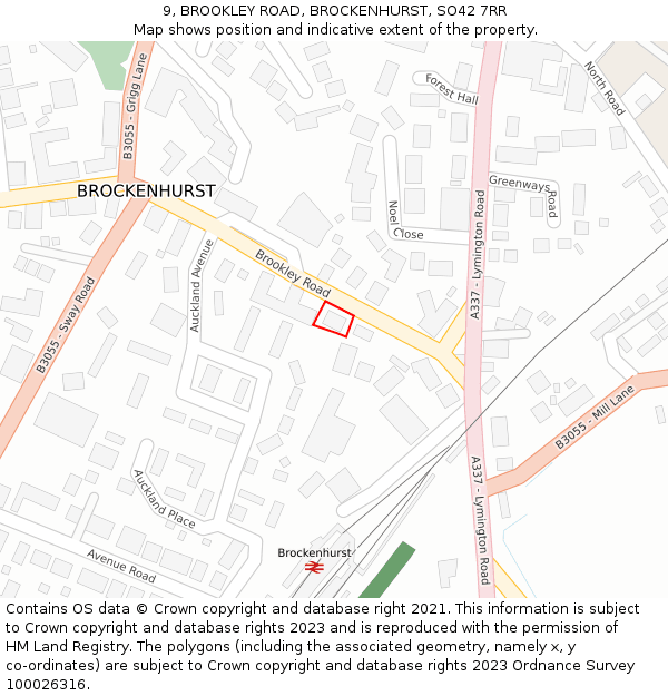 9, BROOKLEY ROAD, BROCKENHURST, SO42 7RR: Location map and indicative extent of plot