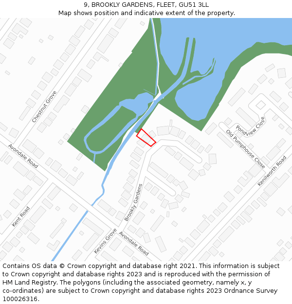 9, BROOKLY GARDENS, FLEET, GU51 3LL: Location map and indicative extent of plot