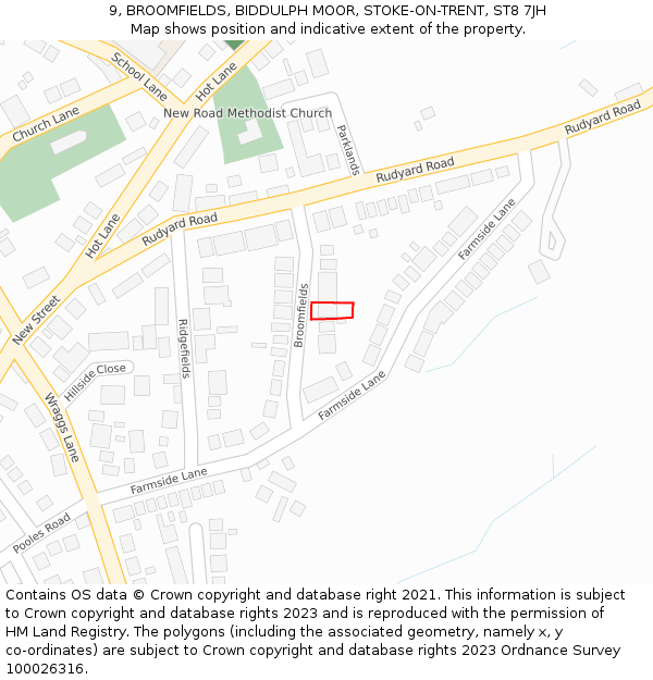 9, BROOMFIELDS, BIDDULPH MOOR, STOKE-ON-TRENT, ST8 7JH: Location map and indicative extent of plot