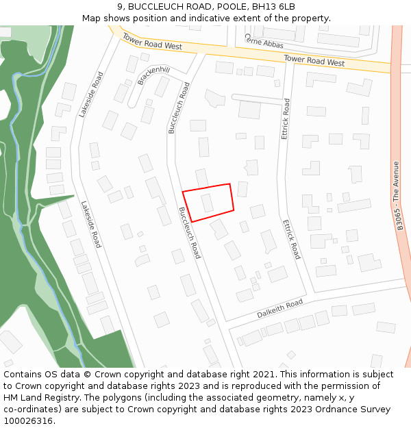 9, BUCCLEUCH ROAD, POOLE, BH13 6LB: Location map and indicative extent of plot