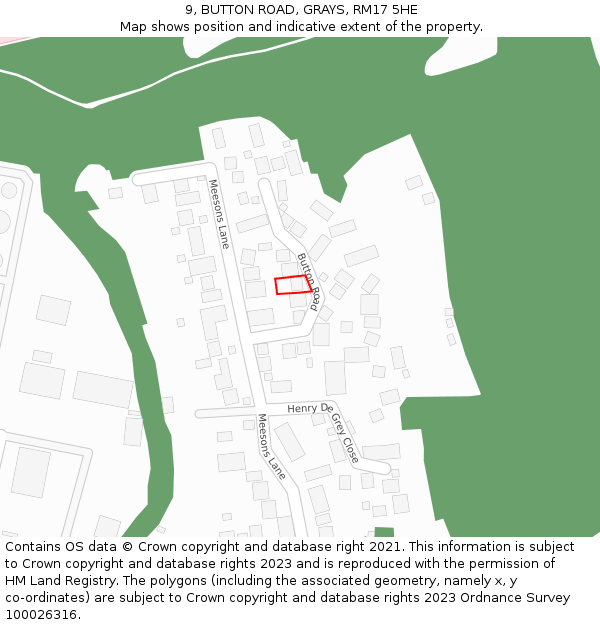 9, BUTTON ROAD, GRAYS, RM17 5HE: Location map and indicative extent of plot