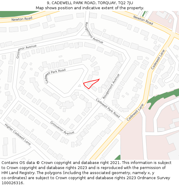 9, CADEWELL PARK ROAD, TORQUAY, TQ2 7JU: Location map and indicative extent of plot