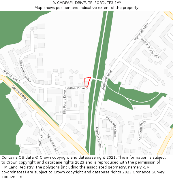9, CADFAEL DRIVE, TELFORD, TF3 1AY: Location map and indicative extent of plot