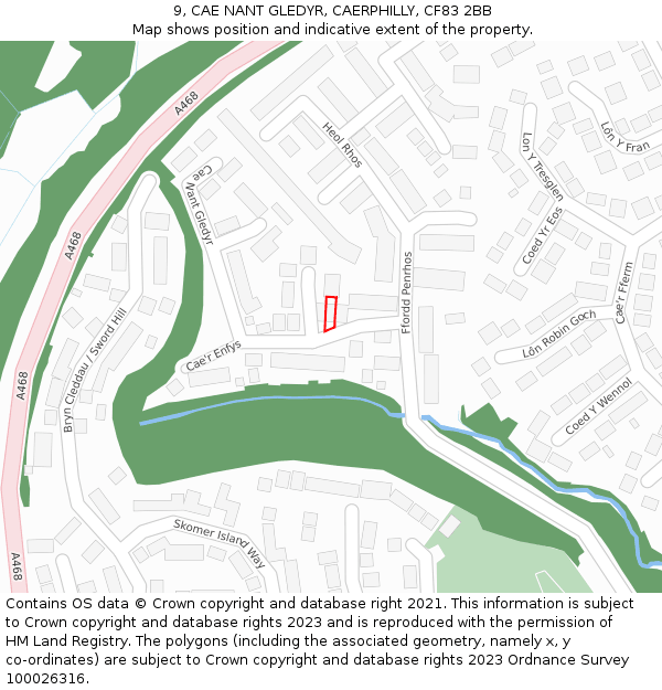 9, CAE NANT GLEDYR, CAERPHILLY, CF83 2BB: Location map and indicative extent of plot