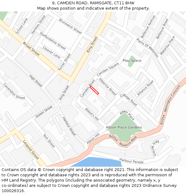 9, CAMDEN ROAD, RAMSGATE, CT11 8HW: Location map and indicative extent of plot