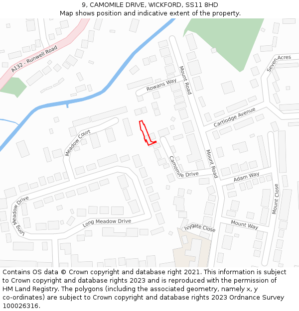 9, CAMOMILE DRIVE, WICKFORD, SS11 8HD: Location map and indicative extent of plot