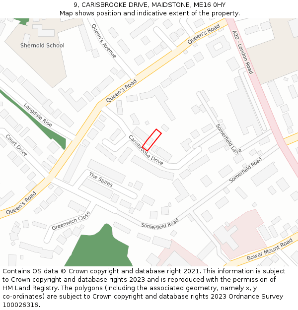 9, CARISBROOKE DRIVE, MAIDSTONE, ME16 0HY: Location map and indicative extent of plot