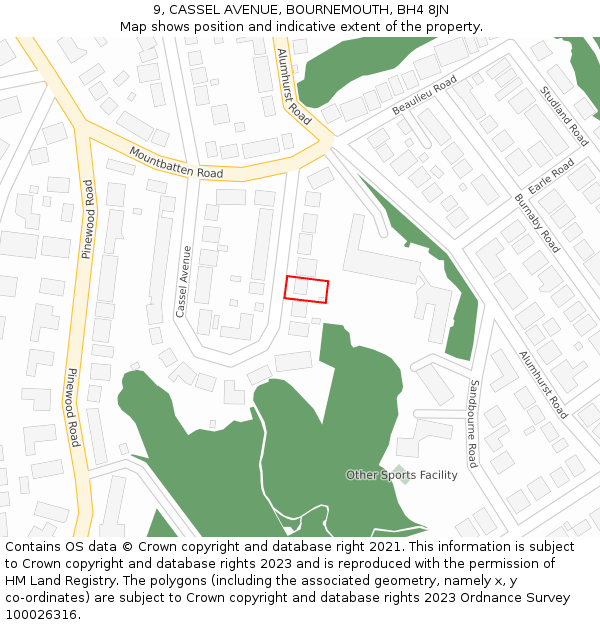 9, CASSEL AVENUE, BOURNEMOUTH, BH4 8JN: Location map and indicative extent of plot