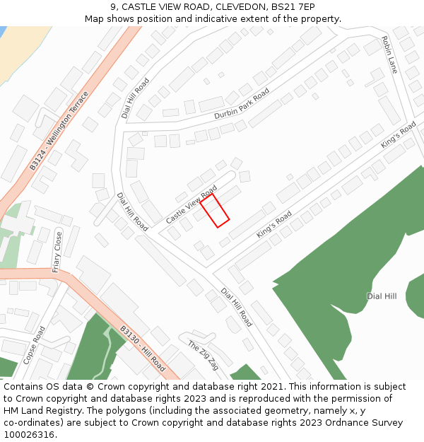 9, CASTLE VIEW ROAD, CLEVEDON, BS21 7EP: Location map and indicative extent of plot