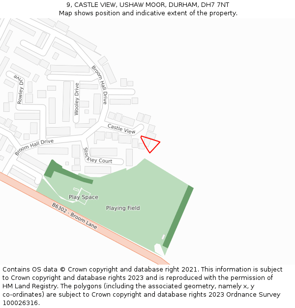 9, CASTLE VIEW, USHAW MOOR, DURHAM, DH7 7NT: Location map and indicative extent of plot