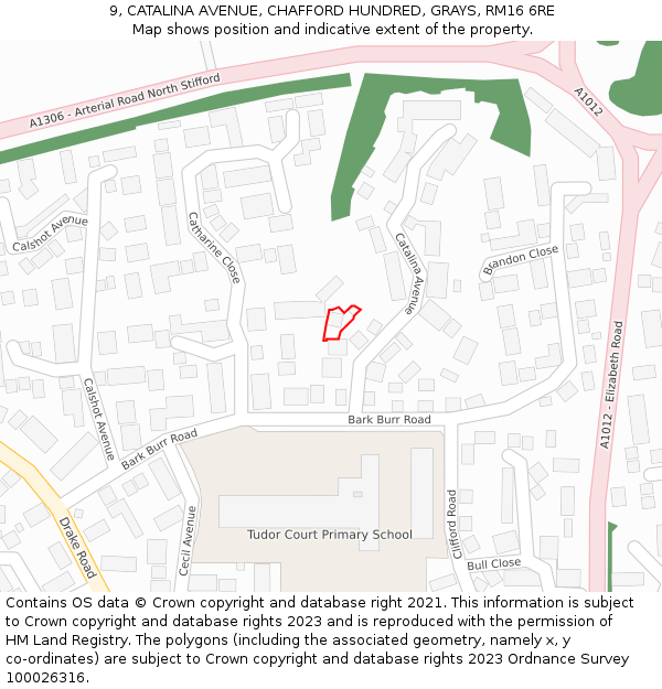 9, CATALINA AVENUE, CHAFFORD HUNDRED, GRAYS, RM16 6RE: Location map and indicative extent of plot