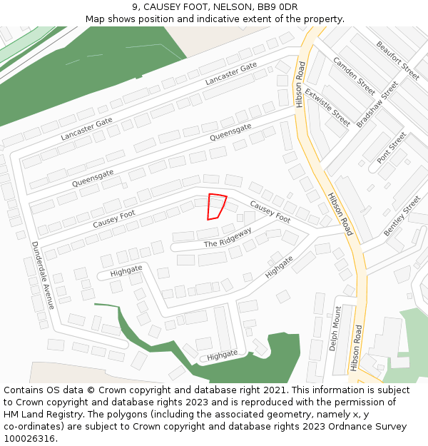 9, CAUSEY FOOT, NELSON, BB9 0DR: Location map and indicative extent of plot