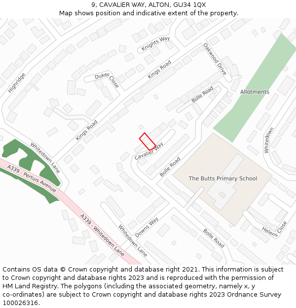 9, CAVALIER WAY, ALTON, GU34 1QX: Location map and indicative extent of plot